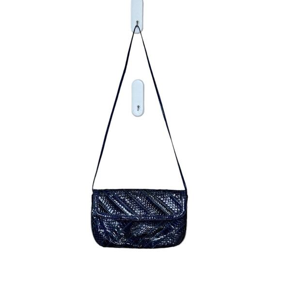 Varon Blue Snakeskin Vintage Cross Body Purse - Picture 1 of 9